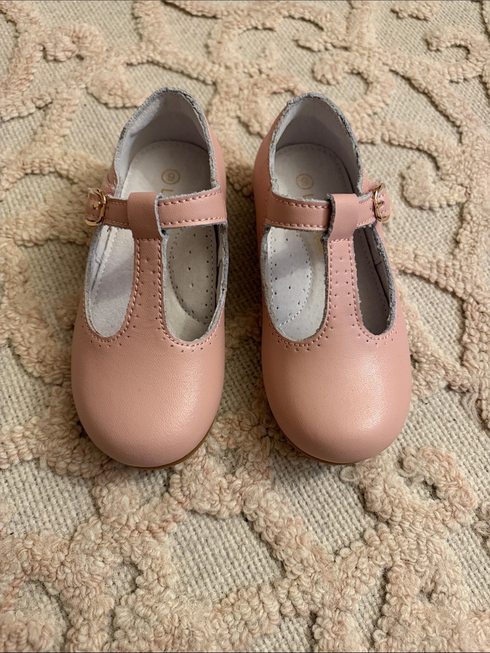 L'Amour Blush Pink T-Strap Mary Janes for Kids